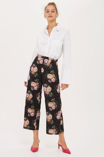 Topshop Floral Print Culotte Pants