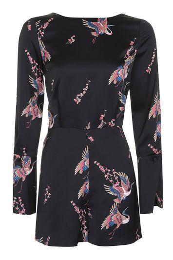 Topshop Bird Print Playsuit