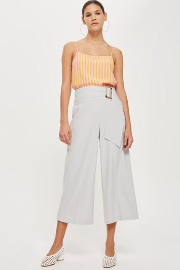 Topshop Bonded Cropped Wide Leg Trousers