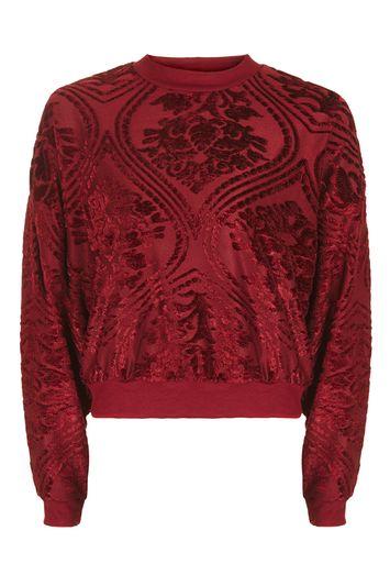 Topshop Velour Embossed Sweatshirt