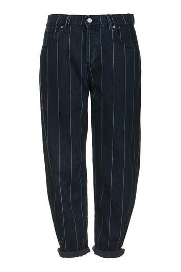 Topshop Petite Stripe Boyfriend Jeans