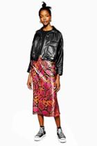 Topshop Snake Satin Bias Midi Skirt