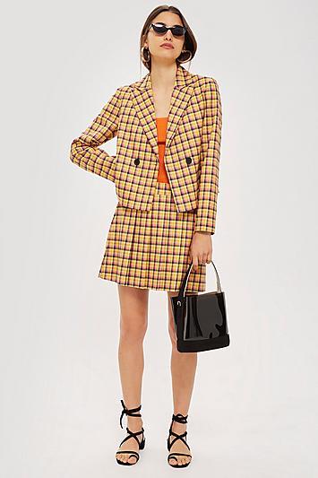 Topshop Check Cropped Jacket