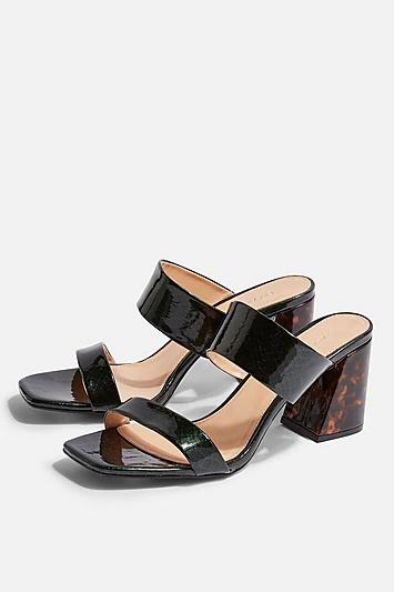 Topshop Selina Green Tortoiseshell Heel Sandals