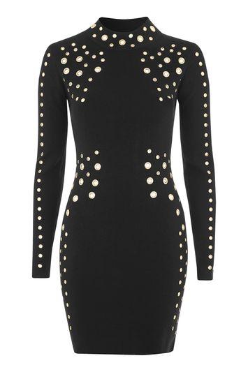 Topshop *eyelet Knitted Midi Dress By Glamorous