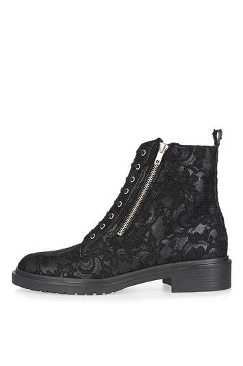 Topshop Ashton Lace Side Zip Ankle Boots