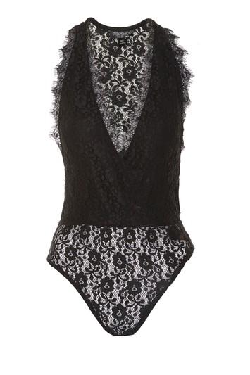 Topshop Petite Lace Plunge Tie Body