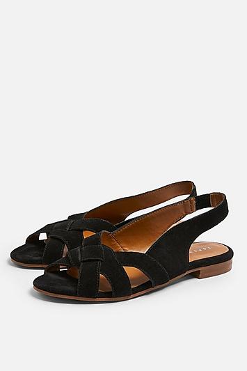 Topshop Orchid Black Peep Toe Sling Back Shoes