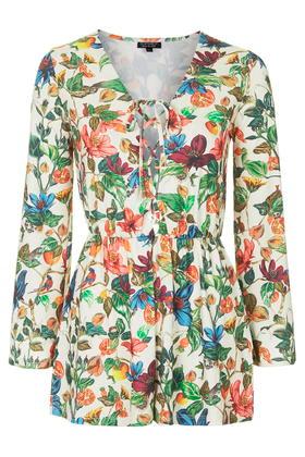 Topshop Fruity Floral Print Lattice Romper