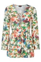 Topshop Fruity Floral Print Lattice Romper