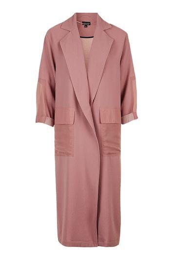 Topshop Contrast Panel Textured Duster Coat
