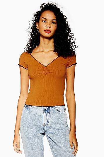 Topshop Short Sleeve Ruched Front T-shirt