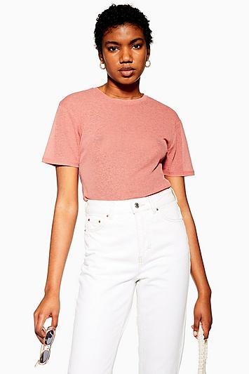 Topshop Pink Plain Mesh T-shirt