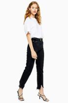 Topshop Washed Black Jagged Hem Jeans