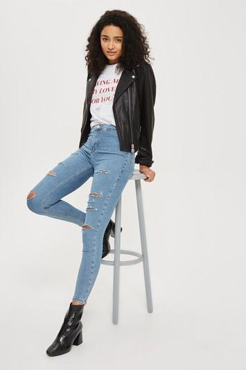 Topshop Moto Winter Bleach Super Ripped Joni Jeans