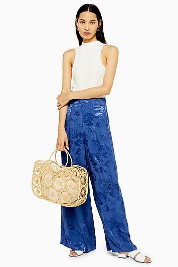 Topshop Palm Jacquard Trousers