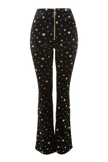 Topshop Star Velvet Flared Trousers