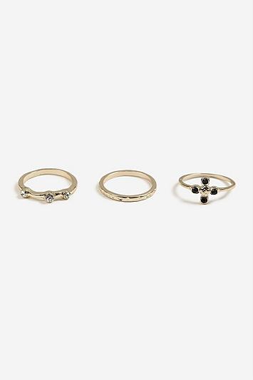 Topshop *cross And Gem Ring Multipack