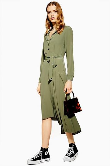 Topshop Pleat Wrap Shirt Dress