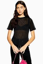 Topshop Black Plain Mesh T-shirt