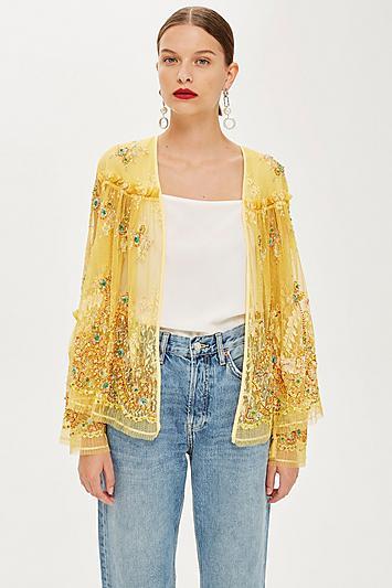 Topshop Lace Embellished Jacket