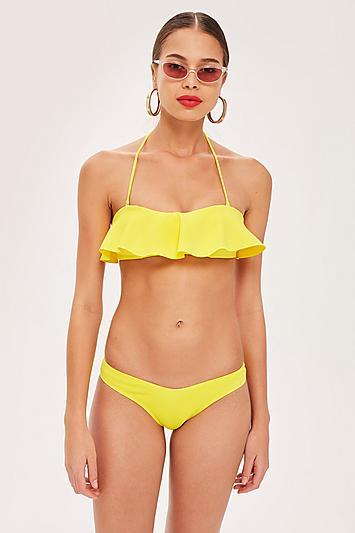 Topshop *yellow Frill Bikini Bandeau Top By Somedays Loving