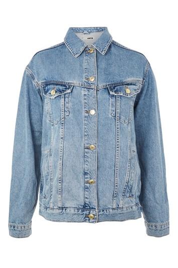 Topshop Moto Oversized Denim Chain Jacket
