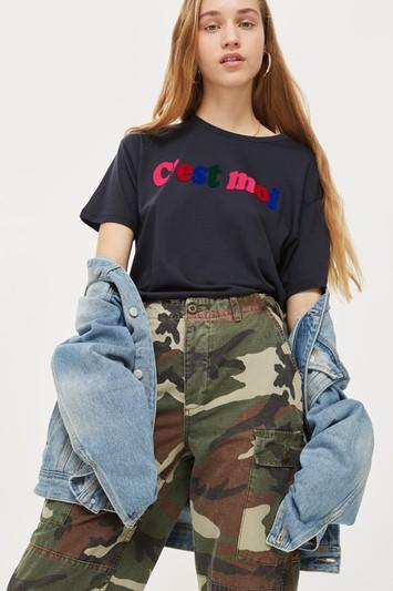 Topshop 'c'est Moi' Rainbow T-shirt