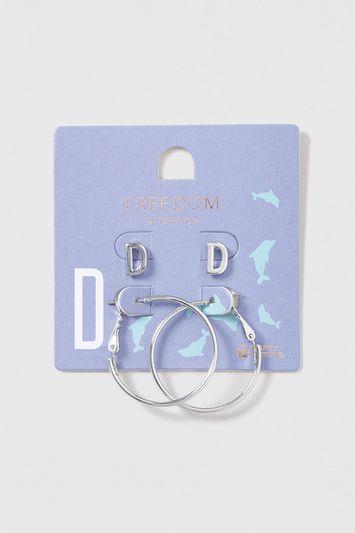 Topshop D Initial Stud And Hoop