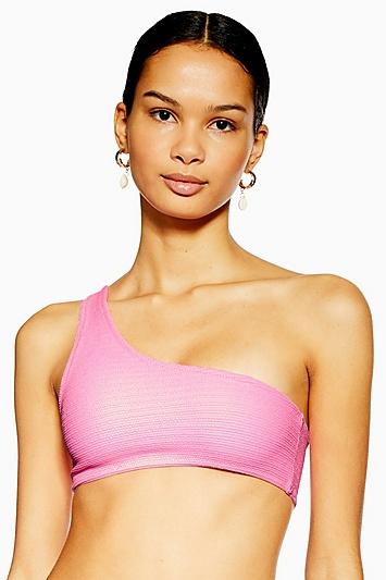 Topshop Pink One Shoulder Bikini Crop Top