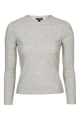 Topshop Petite Round Neck Ribbed Top