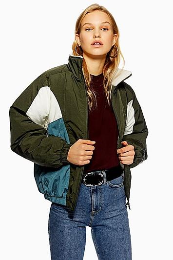 Topshop Borg Lined Windbreaker Jacket