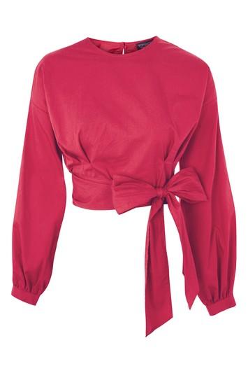 Topshop Tall Balloon Sleeve Tie Top