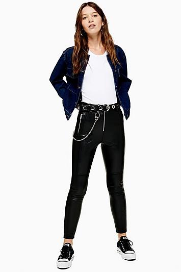 Topshop Tall Pu Biker Trousers
