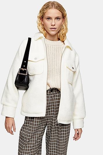 Topshop Cream Brushed Jacket