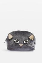 Topshop Brian Cat Velvet Make Up Bag
