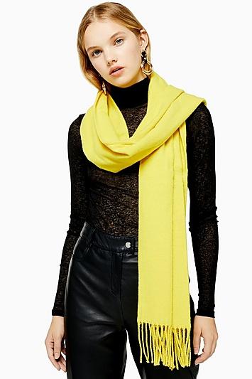 Topshop Yellow Recycled Super Soft Scarf