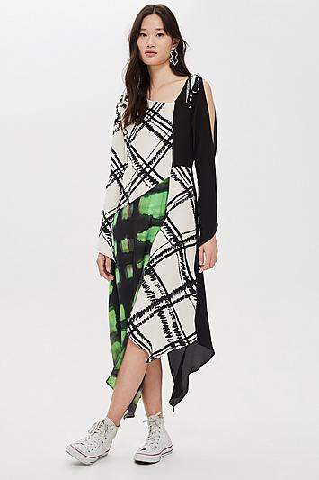 Topshop *tie Dye Check Dress By Boutique