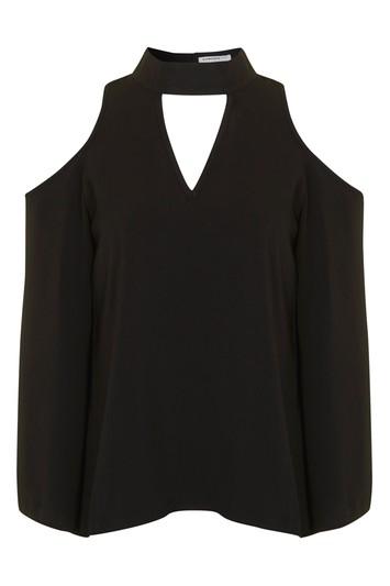 Topshop *cold Shoulder Choker Blouse By Glamorous