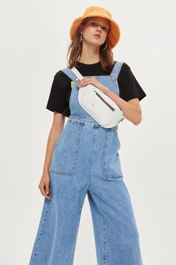 Topshop Cropped Denim Jumpsuit