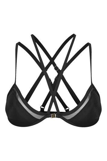 Topshop Strappy Mesh Bikini Top