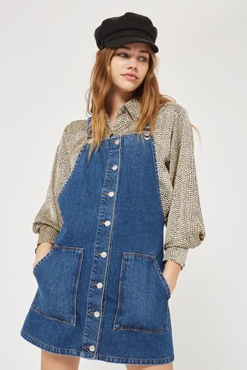 Topshop Button Through Pinafore Dress