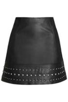 Topshop Leather Studded Hem Mini Skirt