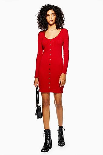 Topshop Plain Ribbed Mini Bodycon Dress