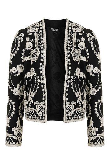Topshop Lace Embroidered Jacket