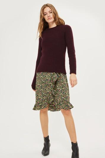 Topshop Plum Super Soft Crew Neck Sweater