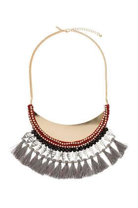 Topshop Facet, Rhinestone And Tassel Collar Necklace