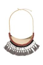 Topshop Facet, Rhinestone And Tassel Collar Necklace