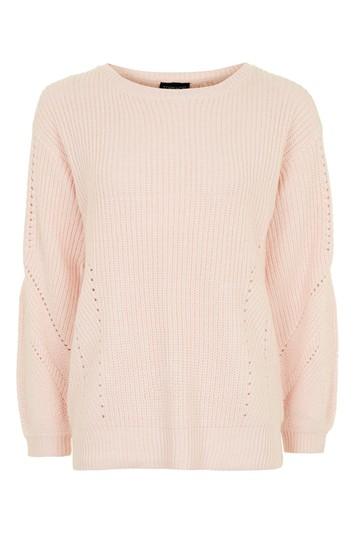 Topshop Open Back Ribbed Blouson Knitted Jumper