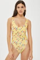 Topshop Floral Print Scoop Neck Swimsuit